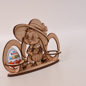 Gravírozott húsvéti nyuszis tojástartó, Ünnepi díszek, dekorációk, Húsvéti díszek és dekorációk, Húsvéti asztaldíszek, Gravírozás, pirográfia, MESKA