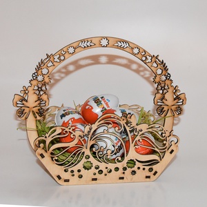 Gravírozott Húsvéti kosár, Ünnepi díszek, dekorációk, Húsvéti díszek és dekorációk, Húsvéti tojástartó, Gravírozás, pirográfia, MESKA
