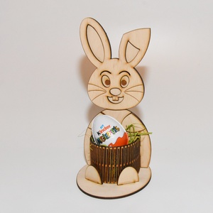 Gravírozott Zsebes húsvéti nyuszi, Ünnepi díszek, dekorációk, Húsvéti díszek és dekorációk, Húsvéti tojástartó, Gravírozás, pirográfia, MESKA