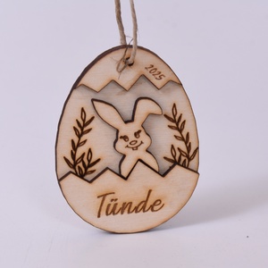 Gravírozott húsvéti tojás névvel, Ünnepi díszek, dekorációk, Húsvéti díszek és dekorációk, Húsvéti tojás, hímestojás, Gravírozás, pirográfia, MESKA