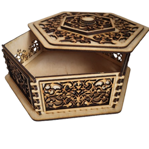 Lézervágott fa doboz, Otthon & Életmód, Dekoráció, Asztal és polc dekoráció, Díszdoboz, Gravírozás, pirográfia, MESKA