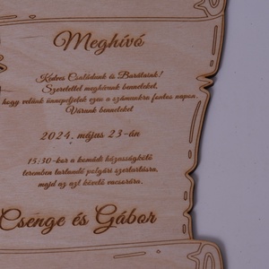 Gravírozott fa meghívó-Esküvői meghívó, Esküvő, Meghívó & Kártya, Meghívó, Gravírozás, pirográfia, MESKA