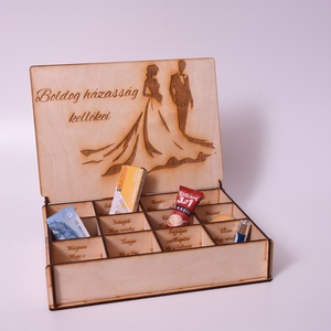 Gravírozott fadoboz � A boldog házasság kellékei, Esküvő, Emlék & Ajándék, Doboz, Gravírozás, pirográfia, MESKA