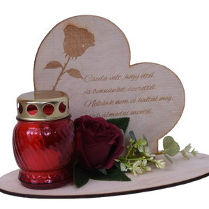 Gravírozott szív sírdísz, Otthon & Életmód, Vallás, Temetkezési tárgy, Sírdísz, kegyeleti dísz, Gravírozás, pirográfia, MESKA