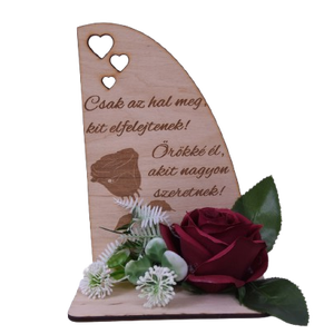 Gravírozott szív sírdísz, Otthon & Életmód, Vallás, Temetkezési tárgy, Sírdísz, kegyeleti dísz, Gravírozás, pirográfia, MESKA