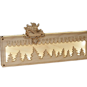 Gravírozott Karácsonyi állítható naptár LED világítással - karácsony - adventi díszek - adventi naptár - Meska.hu