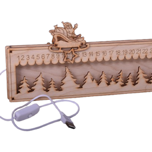 Gravírozott Karácsonyi állítható naptár LED világítással - karácsony - adventi díszek - adventi naptár - Meska.hu