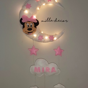 Éjjeli fény babaszoba/ gyerekszoba dekoráció ajtóra vagy falra akasztható névvel és led fénnyel (Minnie és Mickey) - Meska.hu