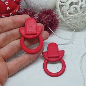 Piros három részes nagyobb bedugós fülbevaló - ékszer - fülbevaló - klipsz - Meska.hu