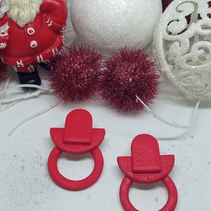 Piros három részes nagyobb bedugós fülbevaló - ékszer - fülbevaló - klipsz - Meska.hu