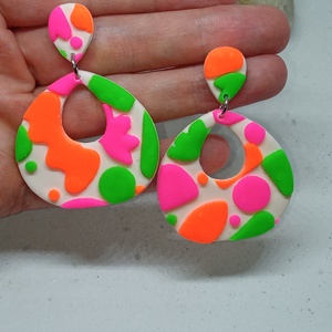 Neon csepp  fülbevaló - ékszer - fülbevaló - lógó fülbevaló - Meska.hu
