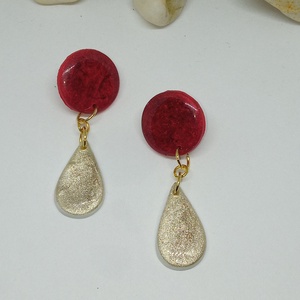 Karácsonyi vörös csillogás, Ékszer, Fülbevaló, Lógó fülbevaló, Ékszerkészítés, MESKA