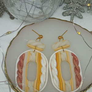 Kötött mintás lógó fülbevaló , Ékszer, Fülbevaló, Lógó fülbevaló, Ékszerkészítés, MESKA