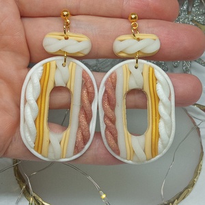 Kötött mintás lógó fülbevaló  - ékszer - fülbevaló - lógó fülbevaló - Meska.hu