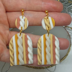 Kötött mintás lógó fülbevaló , Ékszer, Fülbevaló, Lógó fülbevaló, Ékszerkészítés, MESKA