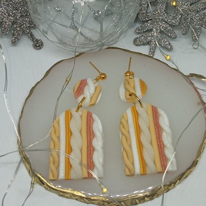 Kötött mintás lógó fülbevaló  - ékszer - fülbevaló - lógó fülbevaló - Meska.hu