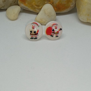 Mikulás mintás bedugós fülbevaló , Ékszer, Fülbevaló, Klipsz, Ékszerkészítés, MESKA