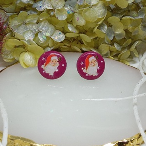 Mikulás mintás bedugós fülbevaló , Ékszer, Fülbevaló, Klipsz, Ékszerkészítés, MESKA