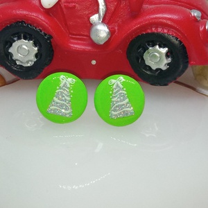 Karácsonyi mintás bedugós fülbevaló , Ékszer, Fülbevaló, Klipsz, Ékszerkészítés, MESKA