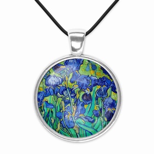 Kék üveglencsés medál Van Gogh íriszeivel - ékszer - nyaklánc - medál - Meska.hu