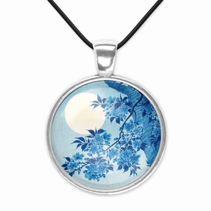 Kék üveglencsés medál teliholddal - ékszer - nyaklánc - medál - Meska.hu
