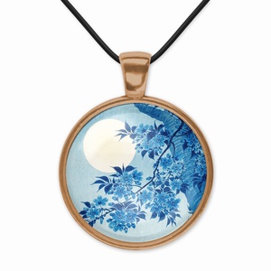 Kék üveglencsés medál teliholddal - ékszer - nyaklánc - medál - Meska.hu