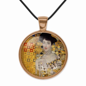 Üveglencsés medál Klimt női portréjával - Meska.hu