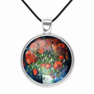 Üveglencsés medál Van Gogh pipacsos csendéletével - ékszer - nyaklánc - medálos nyaklánc - Meska.hu