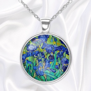 Kék üveglencsés medál Van Gogh íriszeivel - ékszer - nyaklánc - medál - Meska.hu