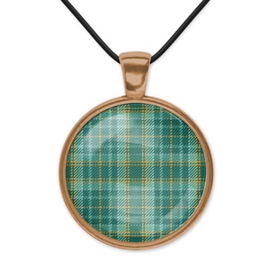 Zöld skót kockás (tartan) üveglencsés medál  - ékszer - nyaklánc - medálos nyaklánc - Meska.hu