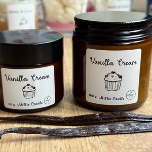 Vanilla Cream - kézműves szójagyertya 50/100 g, Otthon & Életmód, Gyertya, illat, aroma, Gyertya, Gyertya-, mécseskészítés, MESKA