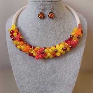 Őszi avar, Ékszer, Ékszerszett, Gyöngyfűzés, gyöngyhímzés, Gyurma, MESKA