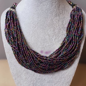 Bíbor éj, Ékszer, Nyaklánc, Gyöngyös nyaklánc, Gyöngyfűzés, gyöngyhímzés, MESKA