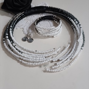 Nyaktekercs szett, Ékszer, Ékszerszett, Gyöngyfűzés, gyöngyhímzés, MESKA