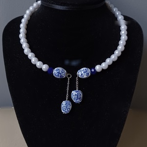 Festett nyaktekercs, Ékszer, Nyaklánc, Gyöngyös nyaklánc, Gyöngyfűzés, gyöngyhímzés, MESKA