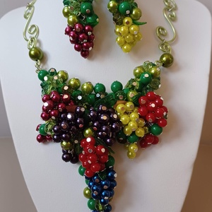 Szőlőlugas, Ékszer, Ékszerszett, Gyöngyfűzés, gyöngyhímzés, MESKA