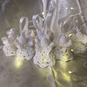 Horgolt angyalka, Karácsony, Karácsonyi lakásdekoráció, Karácsonyfadíszek, Horgolás, MESKA