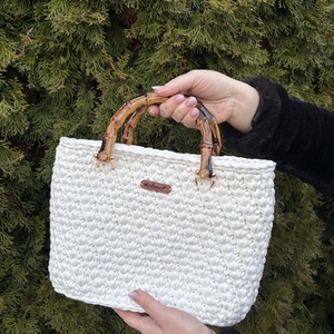 Krémfehér, horgolt táska, Táska & Tok, Kézitáska & válltáska, Alkalmi táska, Horgolás, MESKA