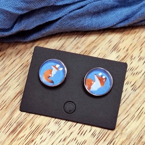 Rókás  bedugós fülbevaló - ékszer - fülbevaló - pötty fülbevaló - Meska.hu