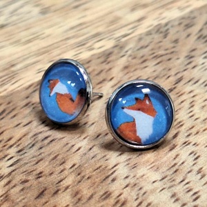 Rókás  bedugós fülbevaló, Ékszer, Fülbevaló, Pötty fülbevaló, Fotó, grafika, rajz, illusztráció, MESKA