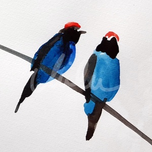 Kék madarak  bedugós fülbevaló - ékszer - fülbevaló - pötty fülbevaló - Meska.hu