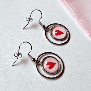 Szíves lógós  fülbevaló, Ékszer, Fülbevaló, Lógó fülbevaló, Fotó, grafika, rajz, illusztráció, Ékszerkészítés, MESKA