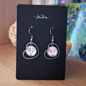 Sáfrányos szíves lógós  fülbevaló - ékszer - fülbevaló - lógó fülbevaló - Meska.hu