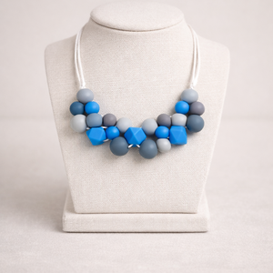 Anyalánc - Kék-Szürke, Baba - mama, Baba játékok, Rágcsalánc, Csomózás, Gyöngyfűzés, gyöngyhímzés, MESKA