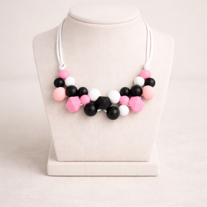 Anyalánc - Pink-fekete, Baba - mama, Baba játékok, Rágcsalánc, Csomózás, Gyöngyfűzés, gyöngyhímzés, MESKA