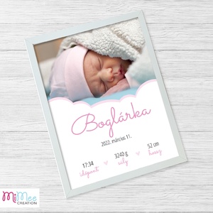 Fényképes, felhős babaköszöntő, újszülött születési poszter, falikép - Meska.hu