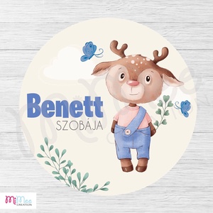 Őzike kisfiús gyerekszoba ajtó dísz, névtábla, Otthon & Életmód, Babaszoba, gyerekszoba, Gyerek névtábla, Fotó, grafika, rajz, illusztráció, MESKA