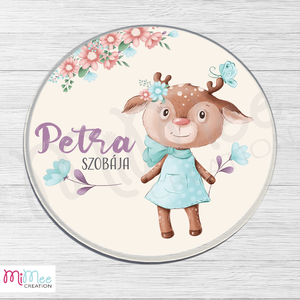 Őzike kislányos gyerekszoba ajtó dísz, névtábla - baba - mama - babaszoba-dekoráció - gyerek névtábla - Meska.hu