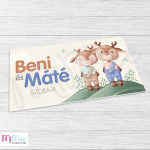 Őzike tesós gyerekszoba ajtó dísz, névtábla - otthon & életmód - dekoráció - ajtó- és ablak dekoráció - ajtódísz & kopogtató - Meska.hu