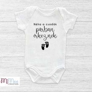A csodák párban érkeznek - baba érkezést bejelentő, bababejelentő body - ruha & divat - babaruha & gyerekruha - body - Meska.hu